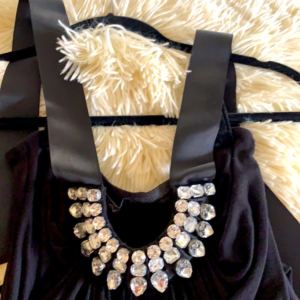 Sexy black rhinestone sky dress